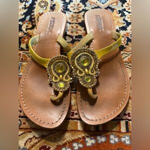 Mystique Yellow Jeweled Sandals- 9